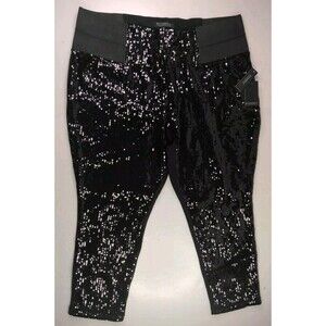 ELOQUII MIRACLE SEQUIN Legging Pants 26 Black NWT